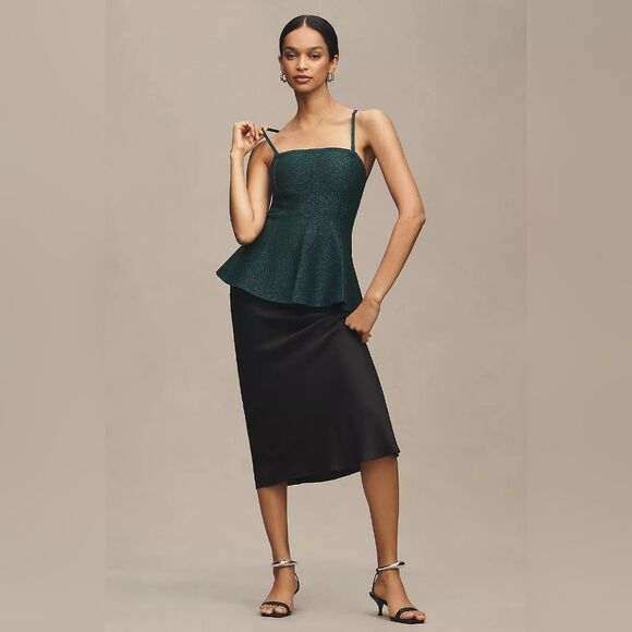 NWT Anthropologie Pilcro Emerald Green Sparkly Knit Tank Top M - Picture 3 of 13